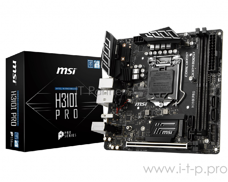 Мат. плата MSI H310I PRO S1151, H310, 2xDDR4, PCI-Ex16, DVI, DP, SATA III, M.2, GB Lan, USB3.1, min