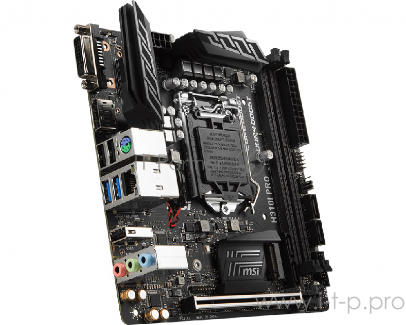 Мат. плата MSI H310I PRO S1151, H310, 2xDDR4, PCI-Ex16, DVI, DP, SATA III, M.2, GB Lan, USB3.1, min