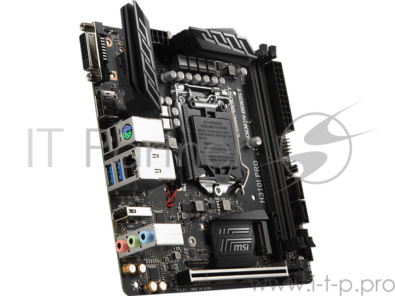 Мат. плата MSI H310I PRO S1151, H310, 2xDDR4, PCI-Ex16, DVI, DP, SATA III, M.2, GB Lan, USB3.1, min