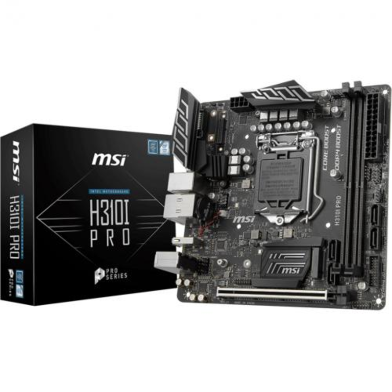 Мат. плата MSI H310I PRO S1151, H310, 2xDDR4, PCI-Ex16, DVI, DP, SATA III, M.2, GB Lan, USB3.1, min