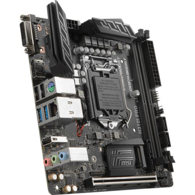 Мат. плата MSI H310I PRO S1151, H310, 2xDDR4, PCI-Ex16, DVI, DP, SATA III, M.2, GB Lan, USB3.1, min