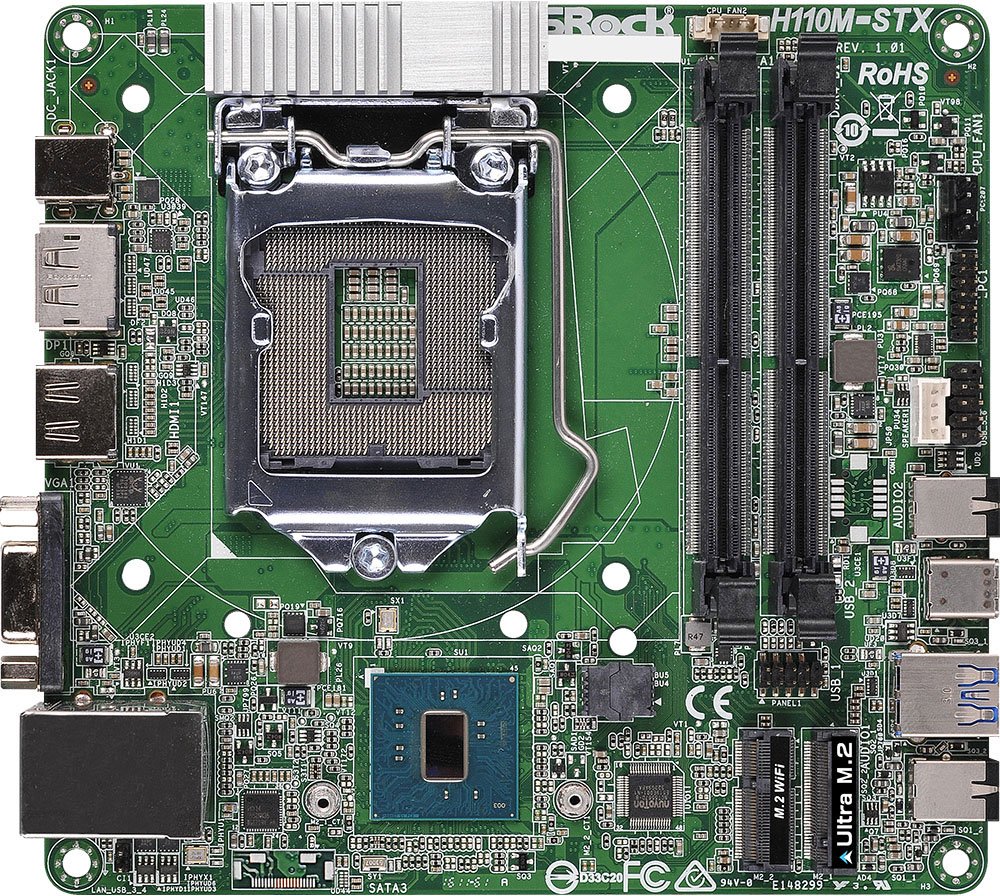 Материнская плата ASROCK H110M-STX, Socket 1151, Intel®H110, 2xDDR4-2133 SO-DIMM, D-SUB+HDMI+DP, 2xSATA3, 2xM.2, GLan, (1+2)xUSB2.0, (1+0)xUSB3.0, Min