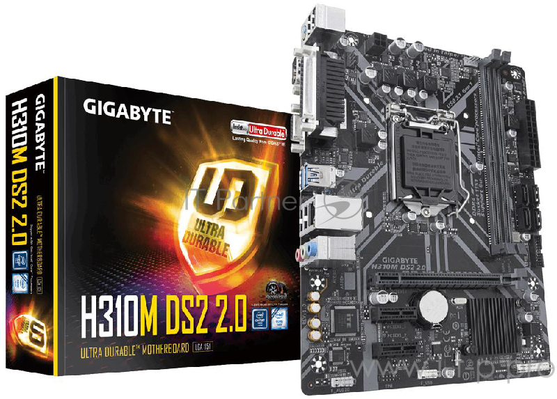 Материнская плата Gigabyte H310M DS2 2.0 Soc-1151v2 Intel H310C 2xDDR4 mATX AC`97 8ch(7.1) GbLAN+VGA