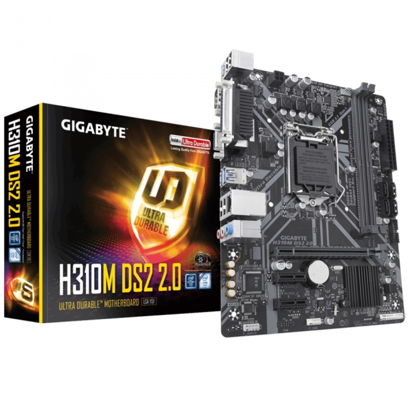 Материнская плата Gigabyte H310M DS2 2.0 Soc-1151v2 Intel H310C 2xDDR4 mATX AC`97 8ch(7.1) GbLAN+VGA