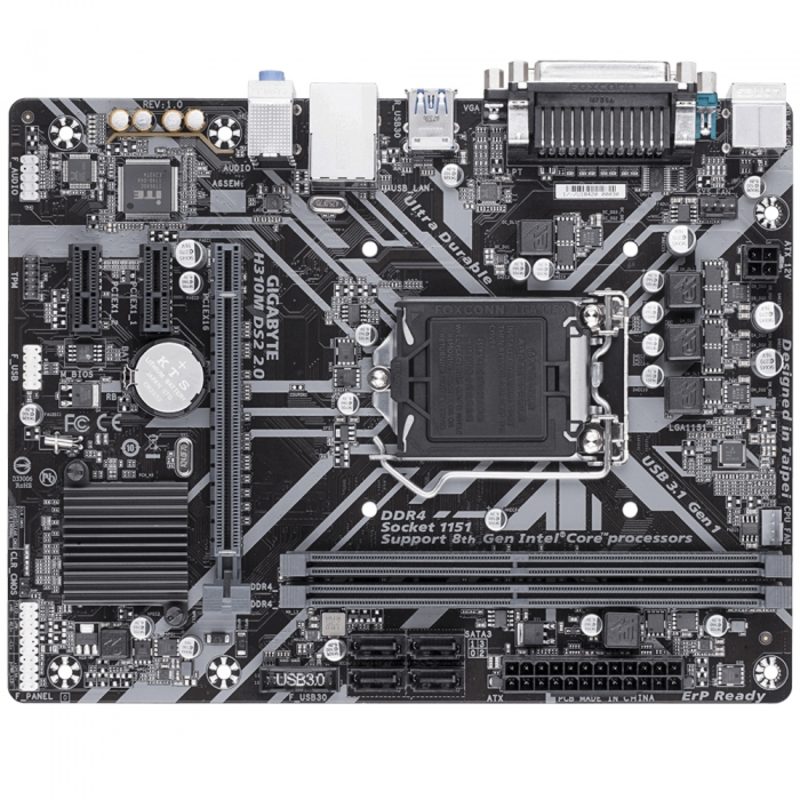 Материнская плата Gigabyte H310M DS2 2.0 Soc-1151v2 Intel H310C 2xDDR4 mATX AC`97 8ch(7.1) GbLAN+VGA