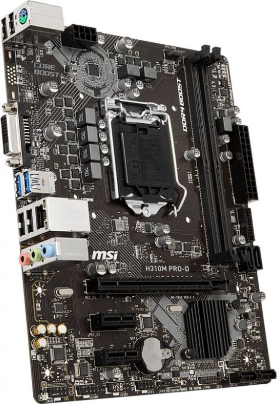 Материнская плата MSI H310M PRO-D Soc-1151v2 Intel H310 2xDDR4 mATX AC`97 8ch(7.1) GbLAN+DVI