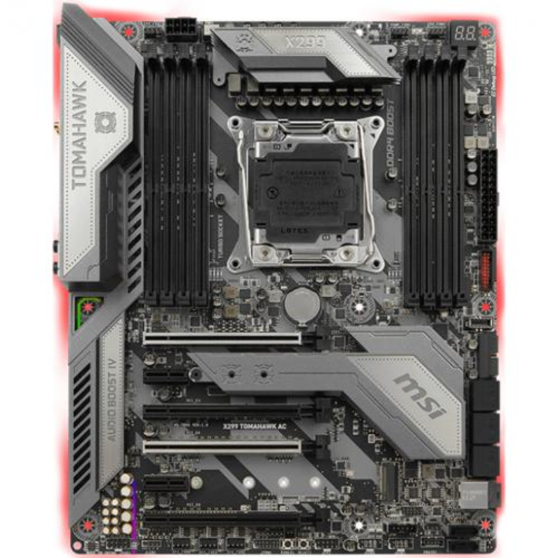 Материнская плата MSI X299 TOMAHAWK AC Socket 2066, Intel X299, 8xDDR-4, 7.1CH, 1000 Мбит/с, Wi-Fi, Bluetooth, USB3.1, USB 3.1 Type-C, ATX, Retail