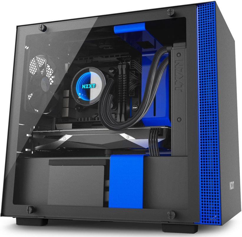 Корпус NZXT H200i Matte Black/Blue Mini-ITX, Midi-Tower, без БП, с окном, 2xUSB 3.0, Audio