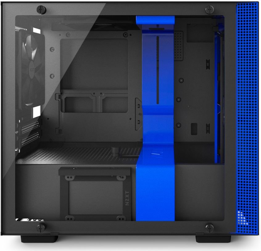 Корпус NZXT H200i Matte Black/Blue Mini-ITX, Midi-Tower, без БП, с окном, 2xUSB 3.0, Audio