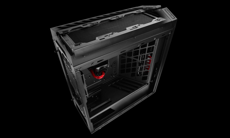 Корпус Deepcool GENOME II BK-RD без БП, боковое окно, черный, красная спираль, установлена система водяного охлаждения, ATX