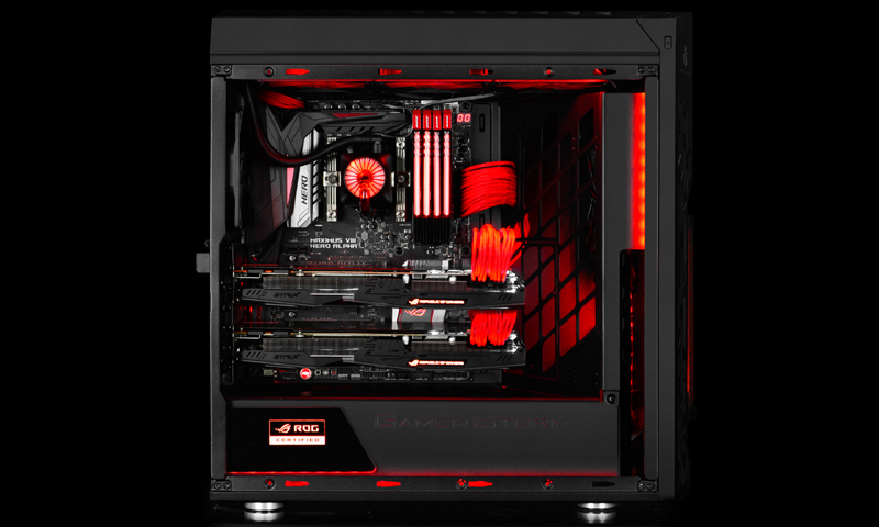 Корпус Deepcool GENOME ROG , ATX, без БП, боковое окно, черный, красная спираль, СВО и светодиодные ленты с пультом ДУ