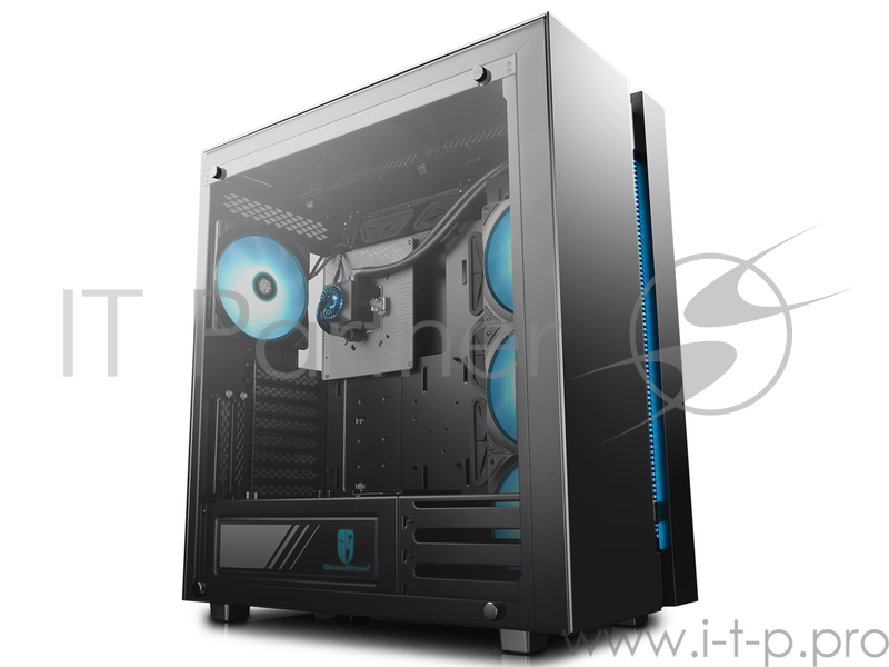 Корпус Deepcool ARK 90 без БП, большое боковое окно, черный, установлена система водяного охлажд