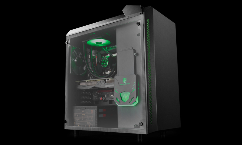 Корпус Deepcool BARONKASE LIQUID без БП, большое боковое окно, черный, установлена система водяного охлаждения с RGB подстветкой, ATX