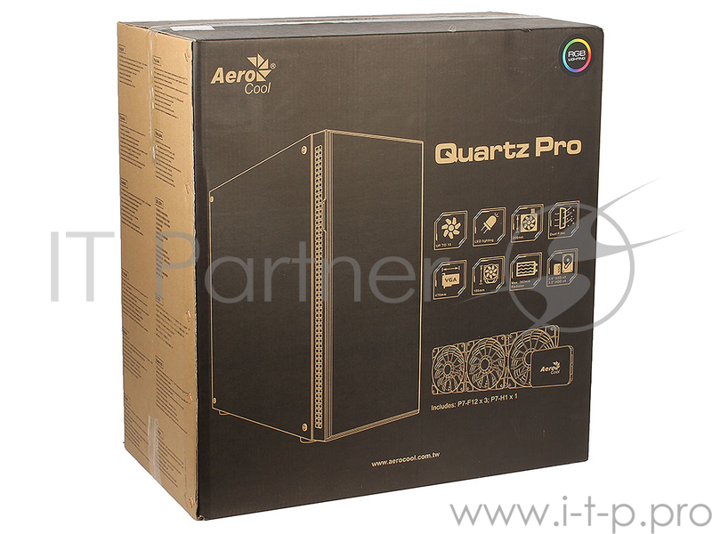 Корпус Aerocool Quartz Pro TG черный без БП ATX 3x120mm 1x140mm 2xUSB2.0 2xUSB3.0 audio bott PSU
