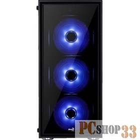 Корпус Aerocool Quartz Blue , ATX, без БП, закаленное стекло спереди и сбоку, 3x 12см LED (синий), 1х 12см (черный) в комплекте, 1xUSB 3.0, 2xUSB 2.0