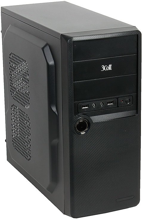Корпус 3Cott 3C-ATX-J107, Black, ATX, блок питания 450 Вт, выходы USB 2.0x2, Audio+Mic, материал шасси класса A, SPCC толщиной 0.5mm