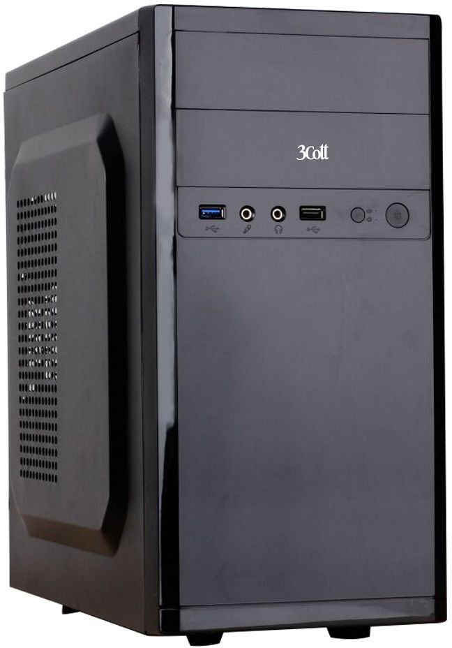 Корпус 3Cott 3C-MATX-R833, Black, mATX, блок питания 400 Вт, выходы USB 2.0x2, Audio+Mic, материал шасси класса A, SPCC толщиной 0.5mm