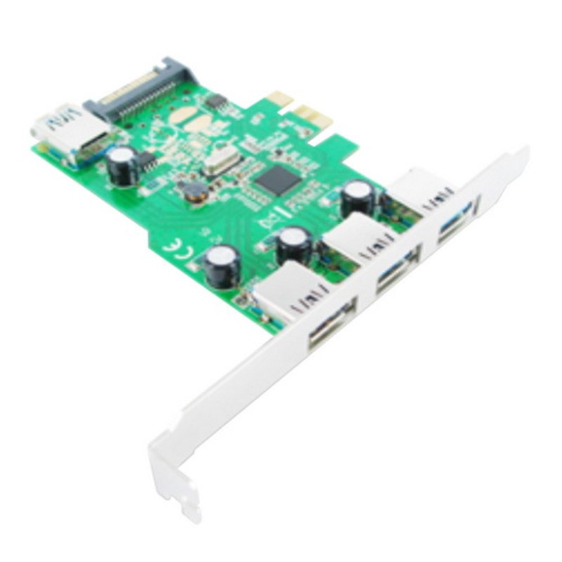 Контроллер PCI-E USB 3.0, 3xUSB 3.0 Extl 1xUSB 3.0 Intl ports, IDE power connector EU306A-3-BC01/BU0