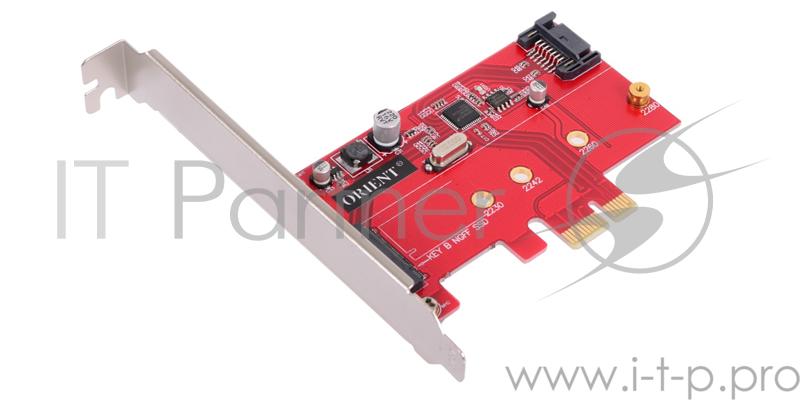 Контроллер ORIENT A1061S-M2, PCI-E v2.0 SATA 3.0 6 Gb/s, 2int port: M.2(NGFF)+SATA, поддержка HDD до
