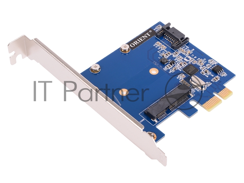 Контроллер ORIENT A1061S-MS, PCI-E v2.0 SATA 3.0 6 Gb/s, 2int port: mSATA+SATA, поддержка HDD до 6TB