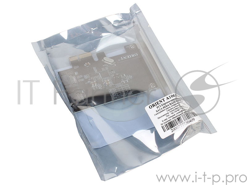 Контроллер Orient A1061RAID, PCI-E v2.0 SATA 3.0 6 Gb/s, 2int port, RAID 0/1/SPAN, поддержка HDD до