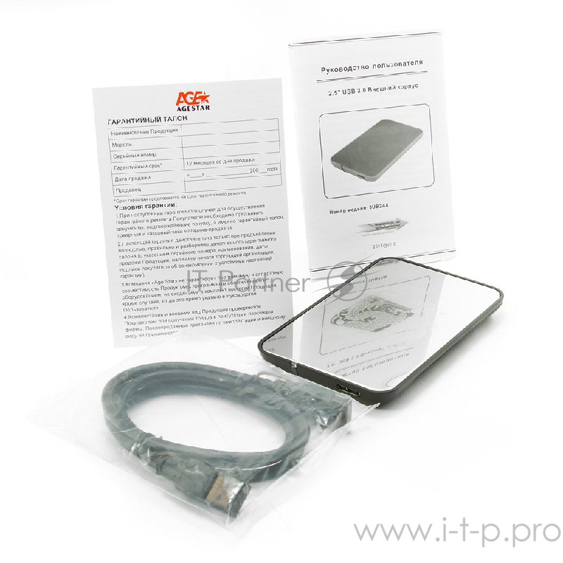 Внешний корпус для HDD AgeStar 3UB2A8 SATA II пластик/алюминий черный 2.5