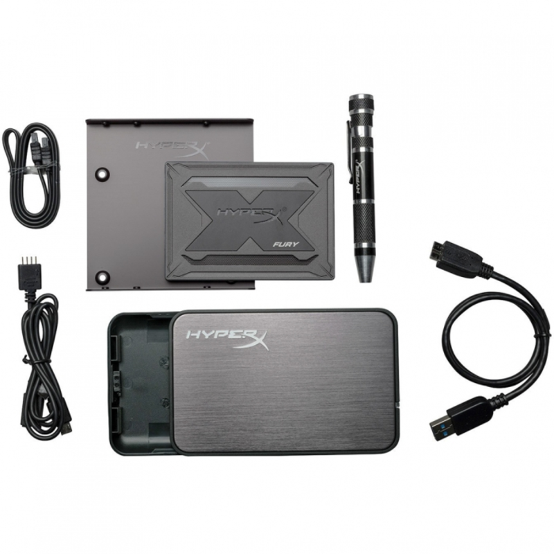 SSD 2.5 Kingston 240Gb HyperX Fury RGB SHFR200B/240G Upgrade Bundle (SATA3, up to 540/480Mbs, 3D