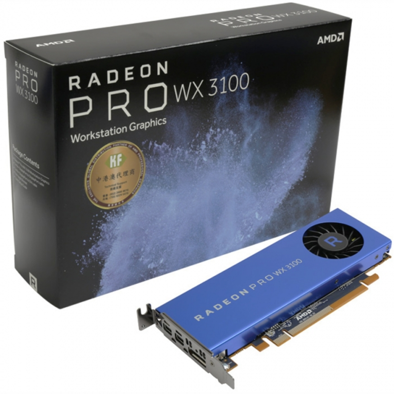 Профессиональная видеокарта RADEON PRO WX 3100 - 4GB GDDR5 2-MDP / 1-DP PCIE 3.0 100-505999