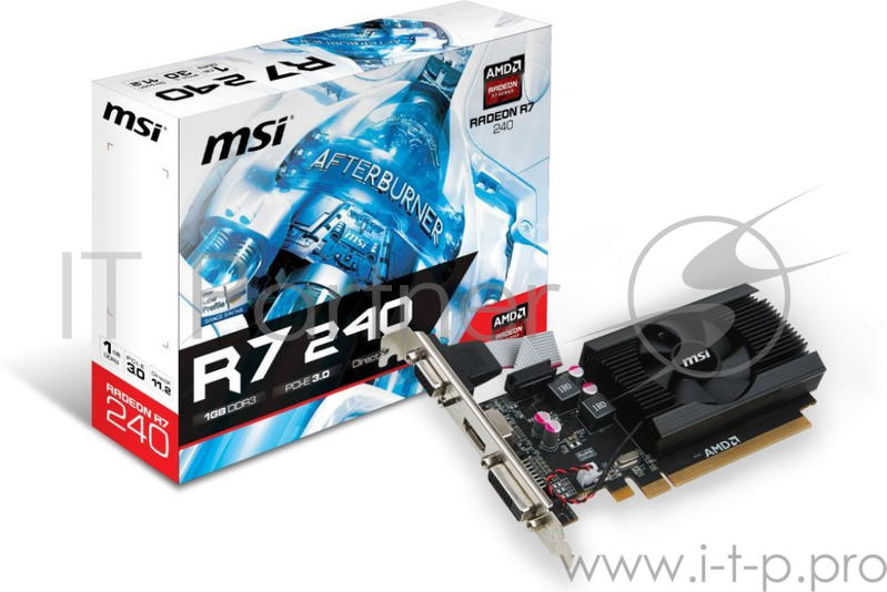 Видеокарта MSI PCI-E R7 240 1GD3 64b LP AMD Radeon R7 240 1024Mb 64bit DDR3 600/1600 DVIx1/HDMIx1/CR