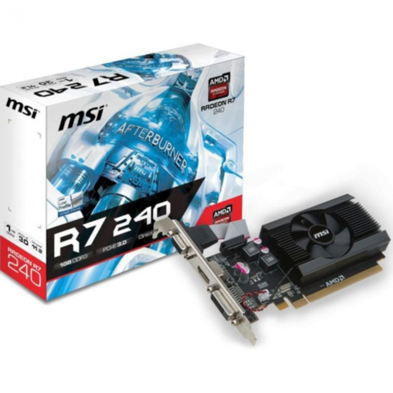 Видеокарта MSI PCI-E R7 240 1GD3 64b LP AMD Radeon R7 240 1024Mb 64bit DDR3 600/1600 DVIx1/HDMIx1/CR