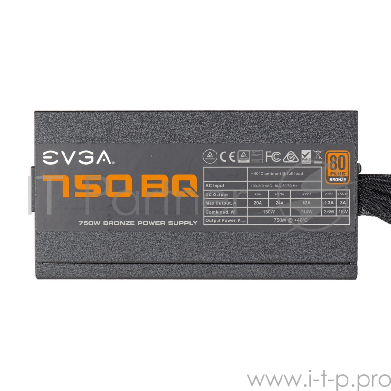 Блок Питания EVGA 110-BQ-0750-V2 80+ BRONZE 750W, Semi Modular RTL{6}