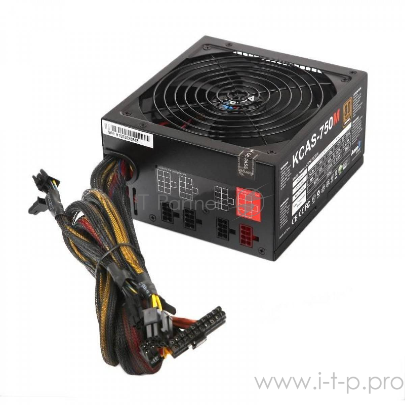 Блок питания Aerocool 750W Retail KCAS-750GM , модульный, ATX v2.4, 80+ Gold, 4+4-Pin, 4x PCI-E (6+2