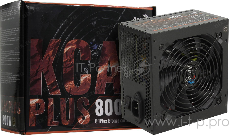 Блок питания Aerocool ATX 800W KCAS-800W PLUS 80+ bronze (24+4+4pin) APFC 120mm fan 7xSATA RTL