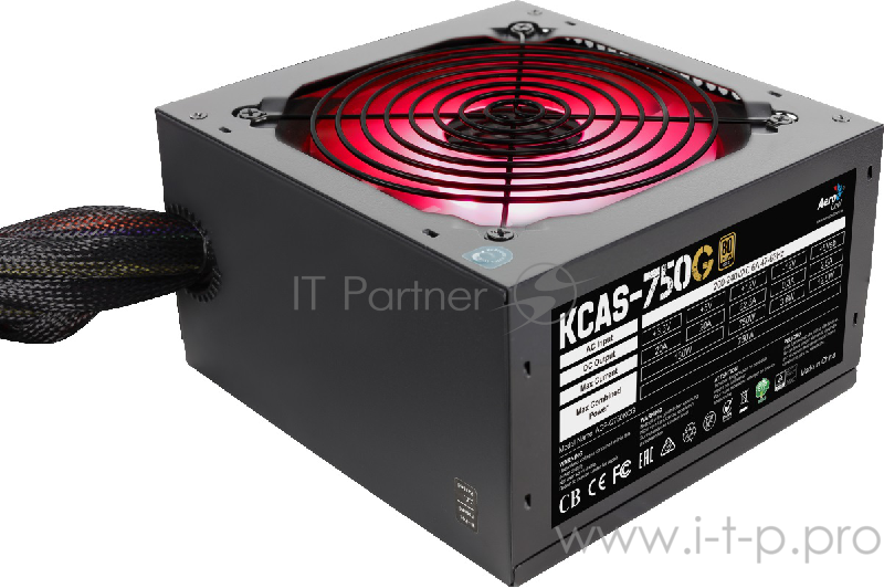 Блок питания Aerocool KCAS-750G RGB (ATX 2.4, 750W, Active PFC, 120mm fan, 80 PLUS GOLD) Box