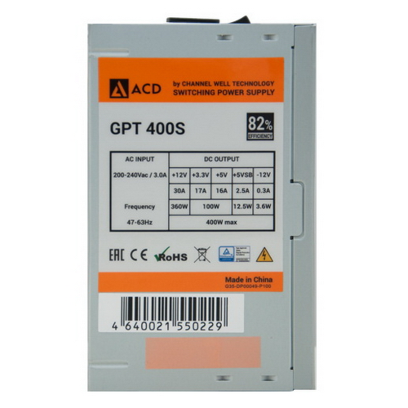 Блок питания CWT GPT400S (GPT-400S) ACD by CWT GPT 400W, 82% (max 85%), 120mm FAN, OEM {10}