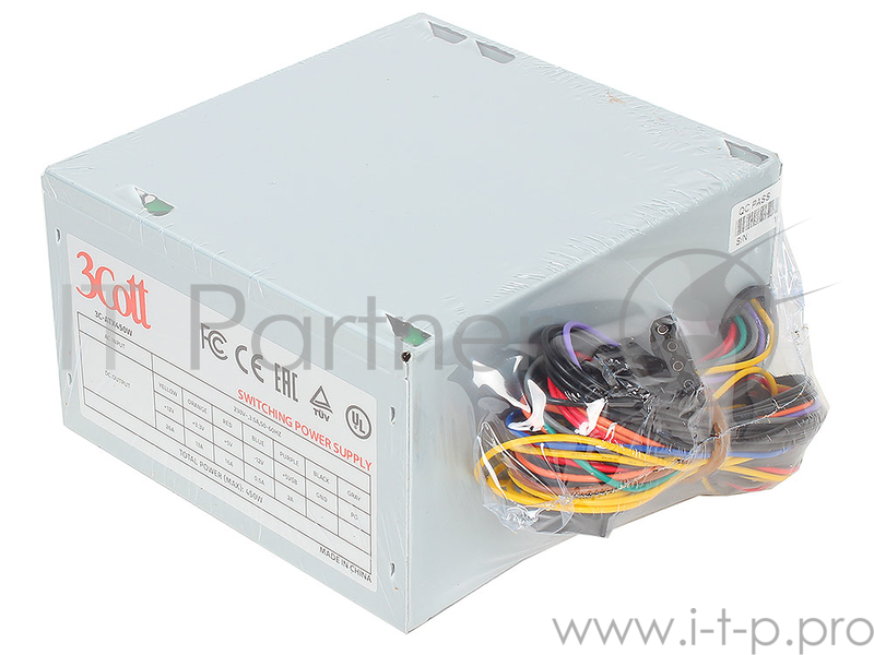 Блок питания 3Cott 3C-ATX450W, v.2.0, 450Вт, OEM, 20+4P, 1xP4, 2x SATA, 2xIDE, 12cm Fan