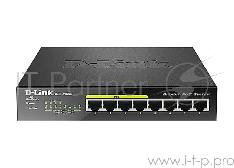 Коммутатор D-Link DGS-1008P/D1A 8 портов 1Гбит/сек.