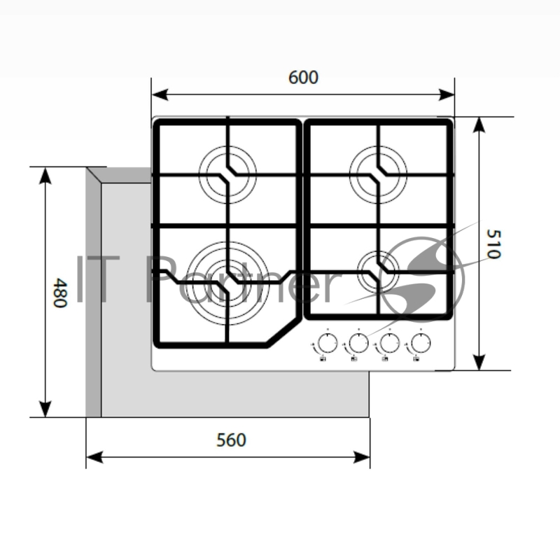 Газовая варочная поверхность Lex GVG 640-1 WH белый