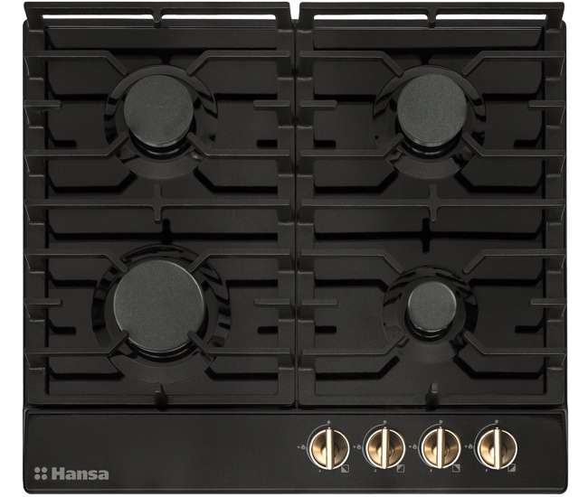 Варочная поверхность газовая Hansa BHGA61059, эмалированная сталь, черная