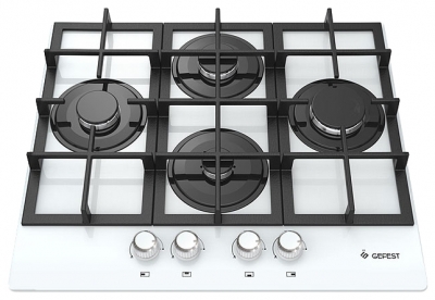 Варочная поверхность газовая Gefest ПВГ 2231 К12, закаленное стекло, белая