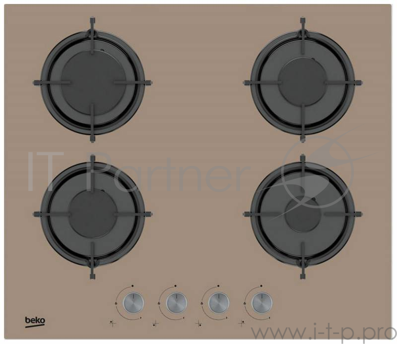 Варочная поверхность газовая Beko HISG 64222 SBR, закаленное стекло, бежевая