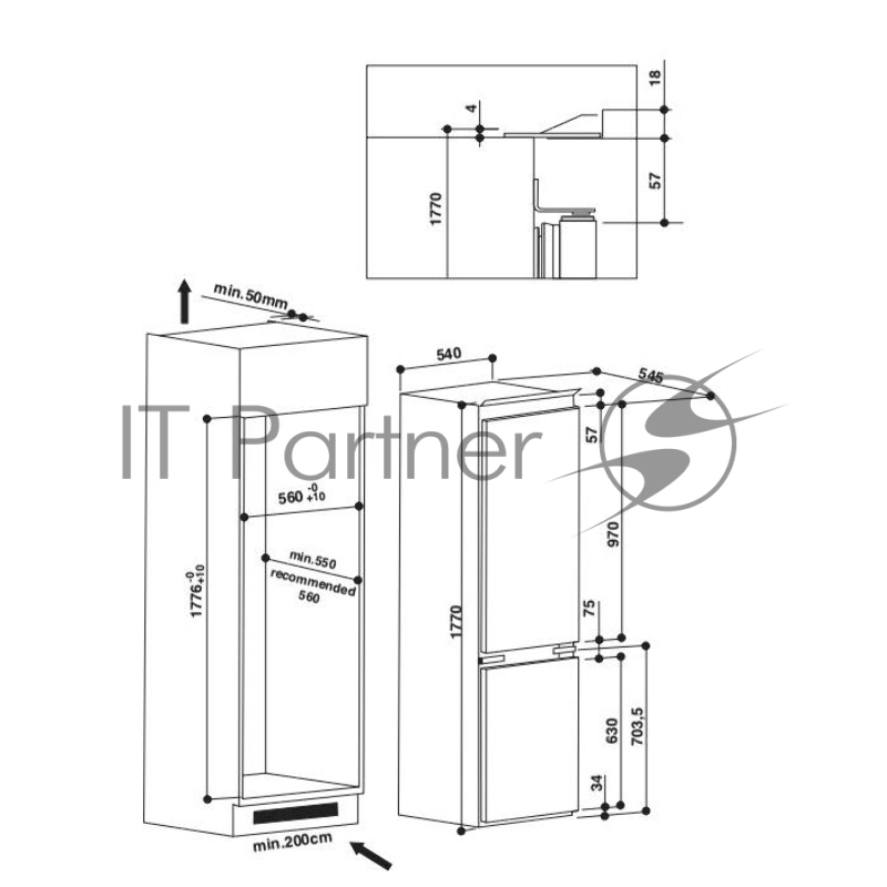 Холодильник встраиваемый Indesit B 18 A1 D/I белый