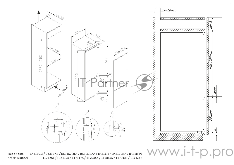 Холодильник встраиваемый Hansa BK316.3AA белый