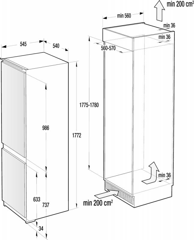 Холодильник встраиваемый Gorenje NRKI4181E1 белый