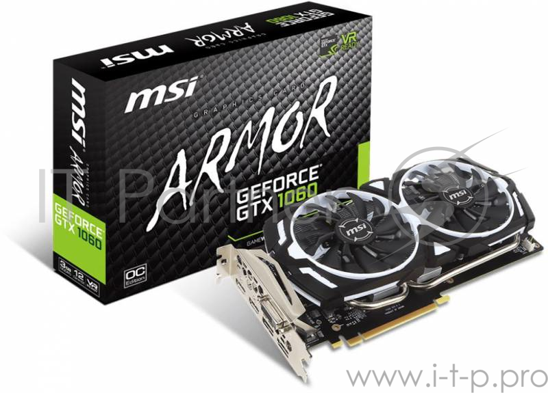 Видеокарта MSI GTX1060 ARMOR OC 3Gb GDDR5 192bit DPx2, DVI-D, HDMIx2 (GTX 1060 ARMOR 3G OCV1) RTL