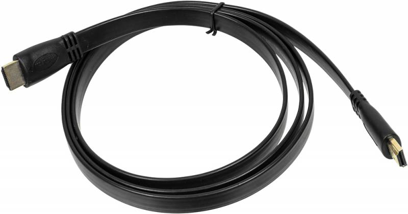 Кабель аудио-видео High Speed ver.1.4 Flat HDMI (m)/HDMI (m) 1.5м. Позолоченные контакты черный