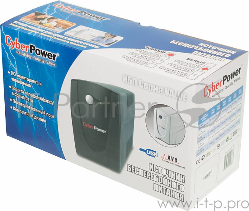 ИБП (UPS) 700ВА CyberPower Value 700EI, черный (COM, USB)
