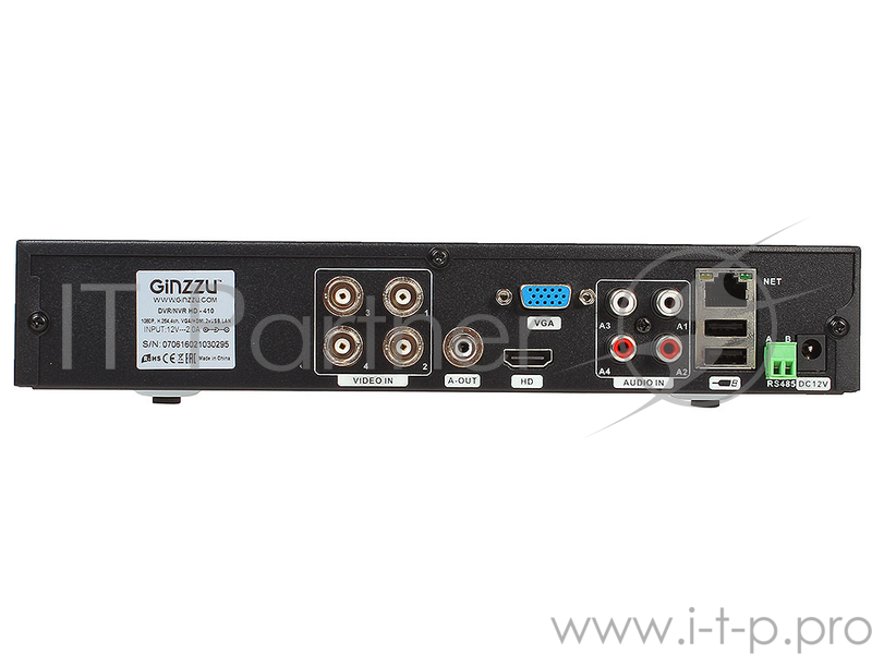 Комплект Видеонаблюдения GINZZU HK-421D 4-канальный 1080N гибридный 3 в 1 видеорегистратор / 2 уличн