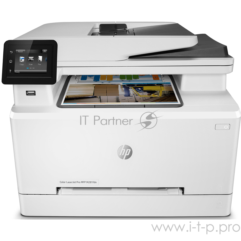 Цветное МФУ HP Color LaserJet Pro MFP M281fdn A4, лазерный, принтер + сканер + копир + факс, ЖК, бело-черный (USB2.0, LAN)