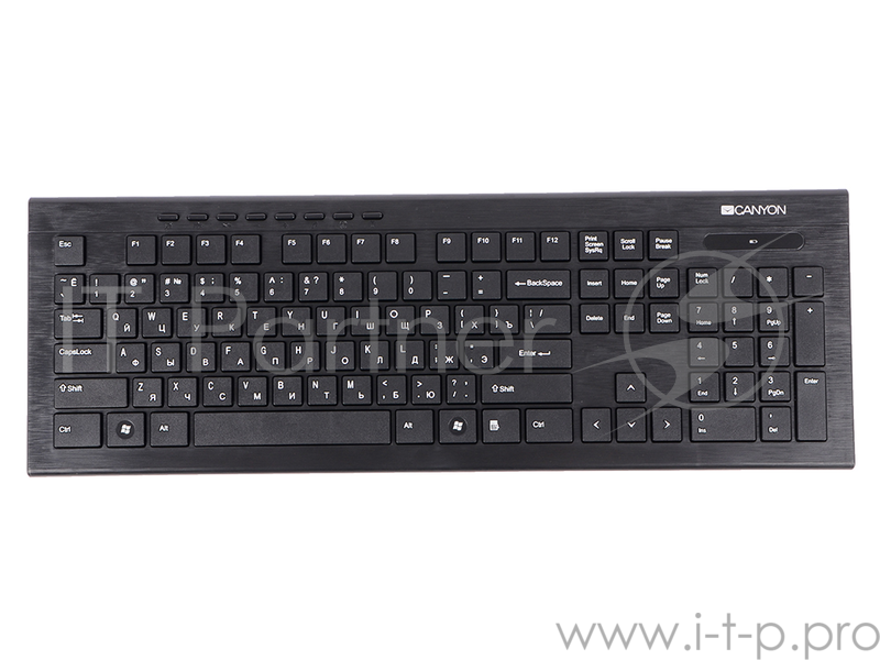 Клавиатура CANYON CNS-HSETW4RU, Multimedia 2.4GHZ wireless combo-set, 104 keys, slim and brushed fin